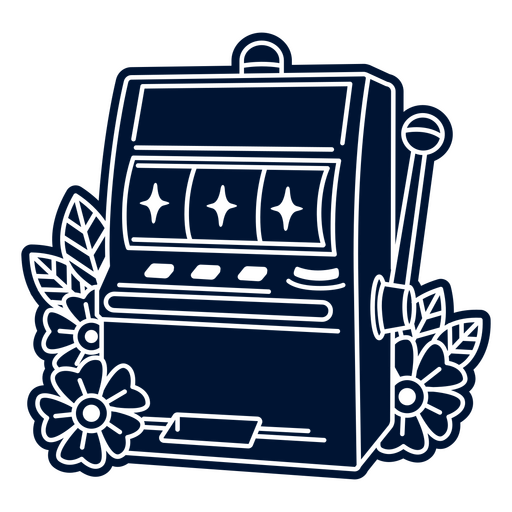 Spielautomat mit Blumen auf dunklem Hintergrund PNG-Design