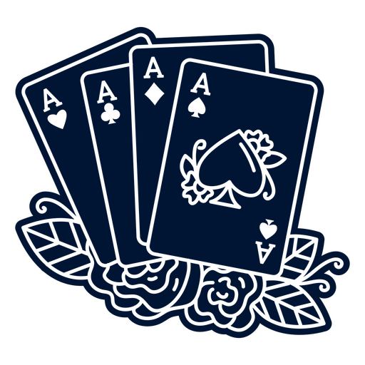 Set of playing cards with roses on a dark background PNG Design