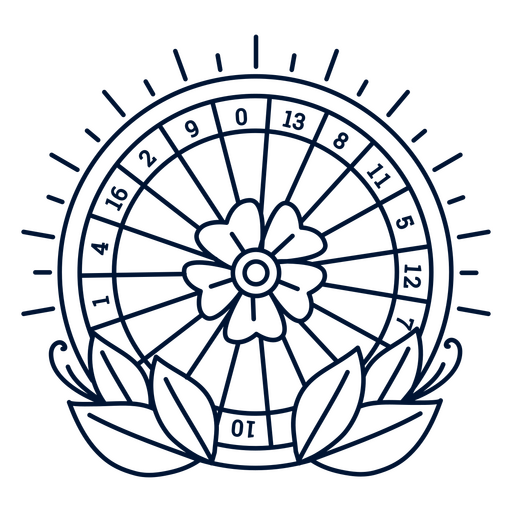 Black and white image of a wheel of fortune PNG Design