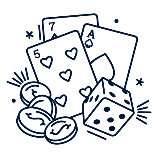 Casino icon with playing cards and coins PNG Design