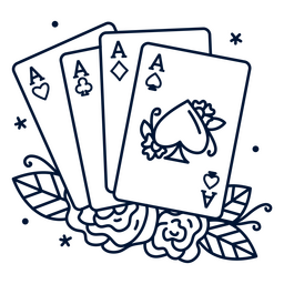 Set Of Poker Cards With Roses PNG & SVG Design For T-Shirts