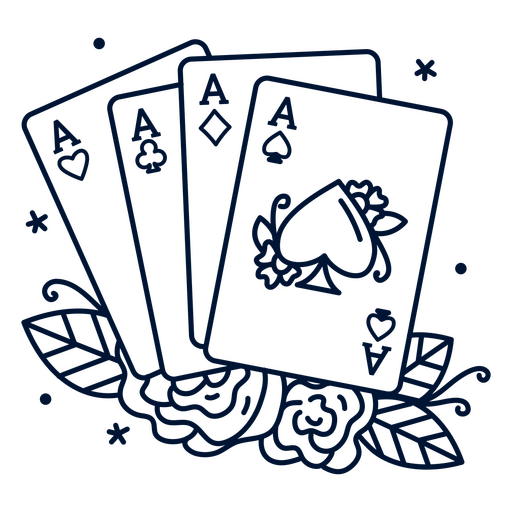 Set of poker cards with roses PNG Design