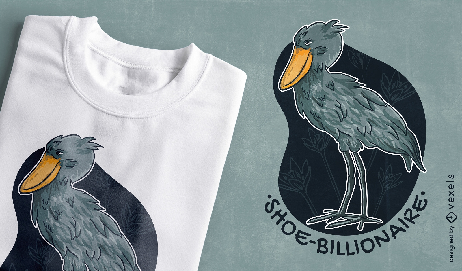 Shoebill Bird T-shirt Design Vector Download