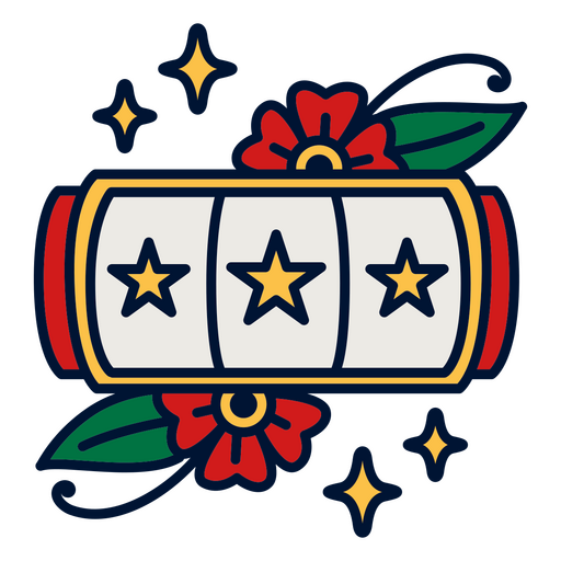 Máquina caça-níqueis com estrelas e flores Desenho PNG