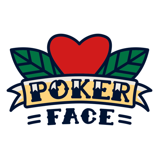 Poker face logo with a heart and leaves PNG Design