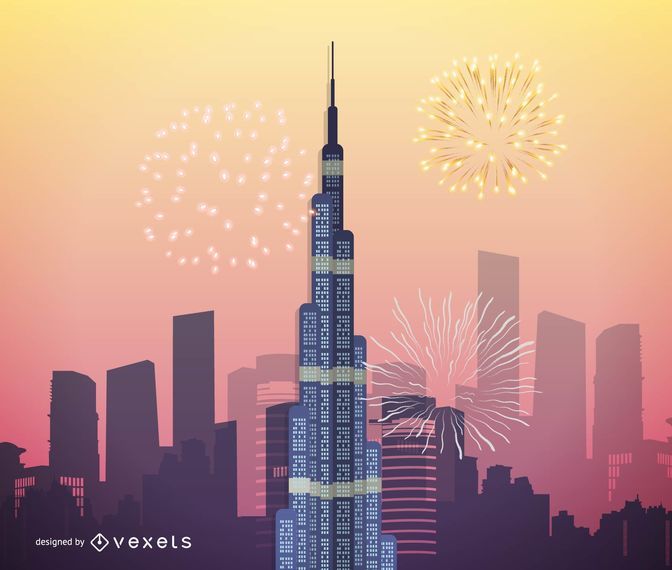 Burj Khalifa Vector Art Dubai Highest Skyscraper - Vector Download