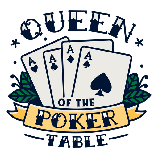 Queen of the poker table logo PNG Design