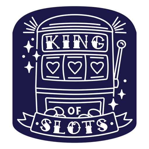 El logotipo del rey de las tragamonedas sobre un fondo azul oscuro Diseño PNG