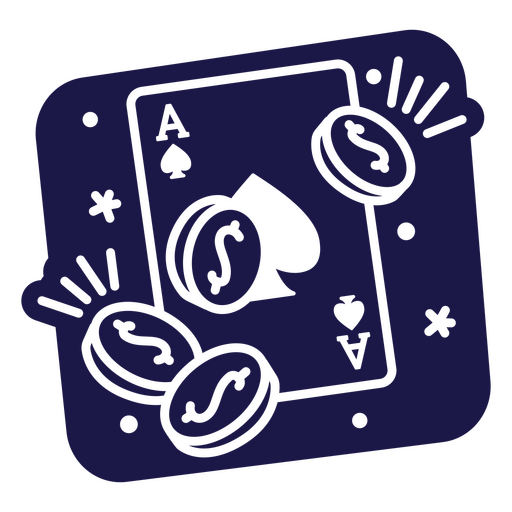 Playing card and coins on a dark background PNG Design