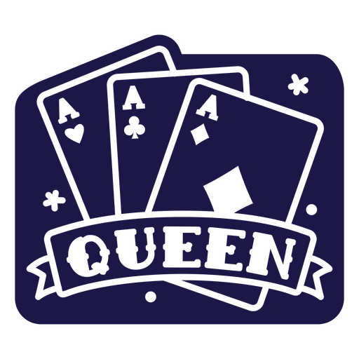The queen of aces logo on a dark blue background PNG Design