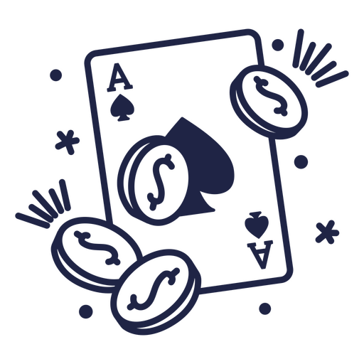 Playing poker card and coins PNG Design