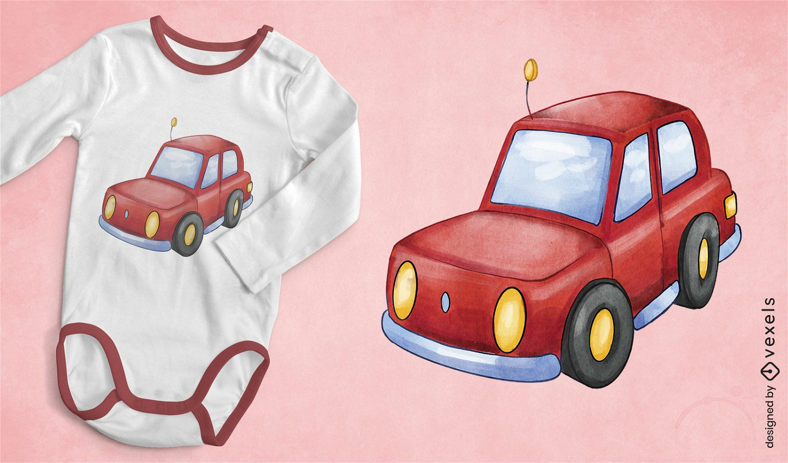 Design de camiseta infantil de carro vermelho