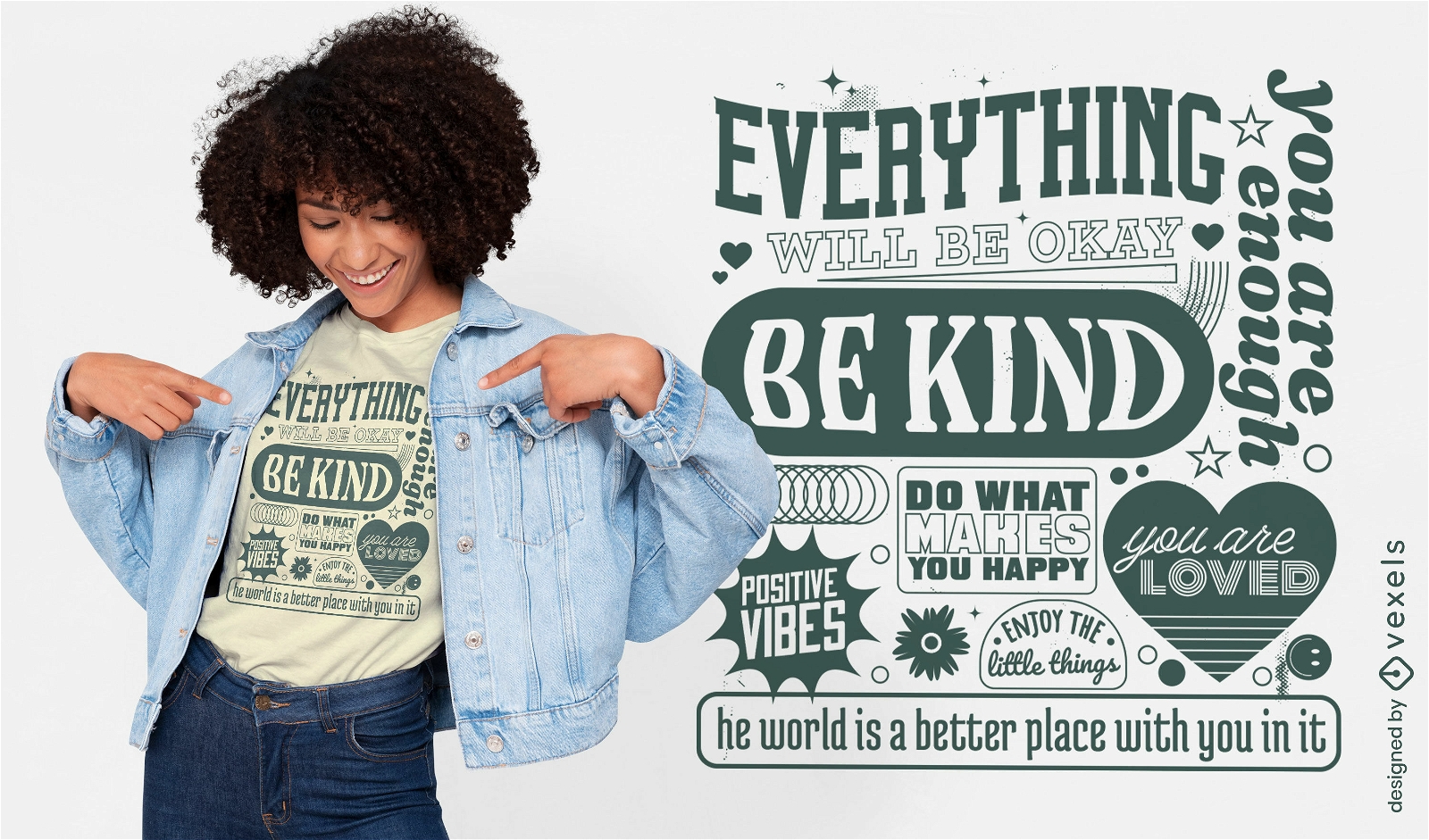 Design de camiseta bacana com citações positivas