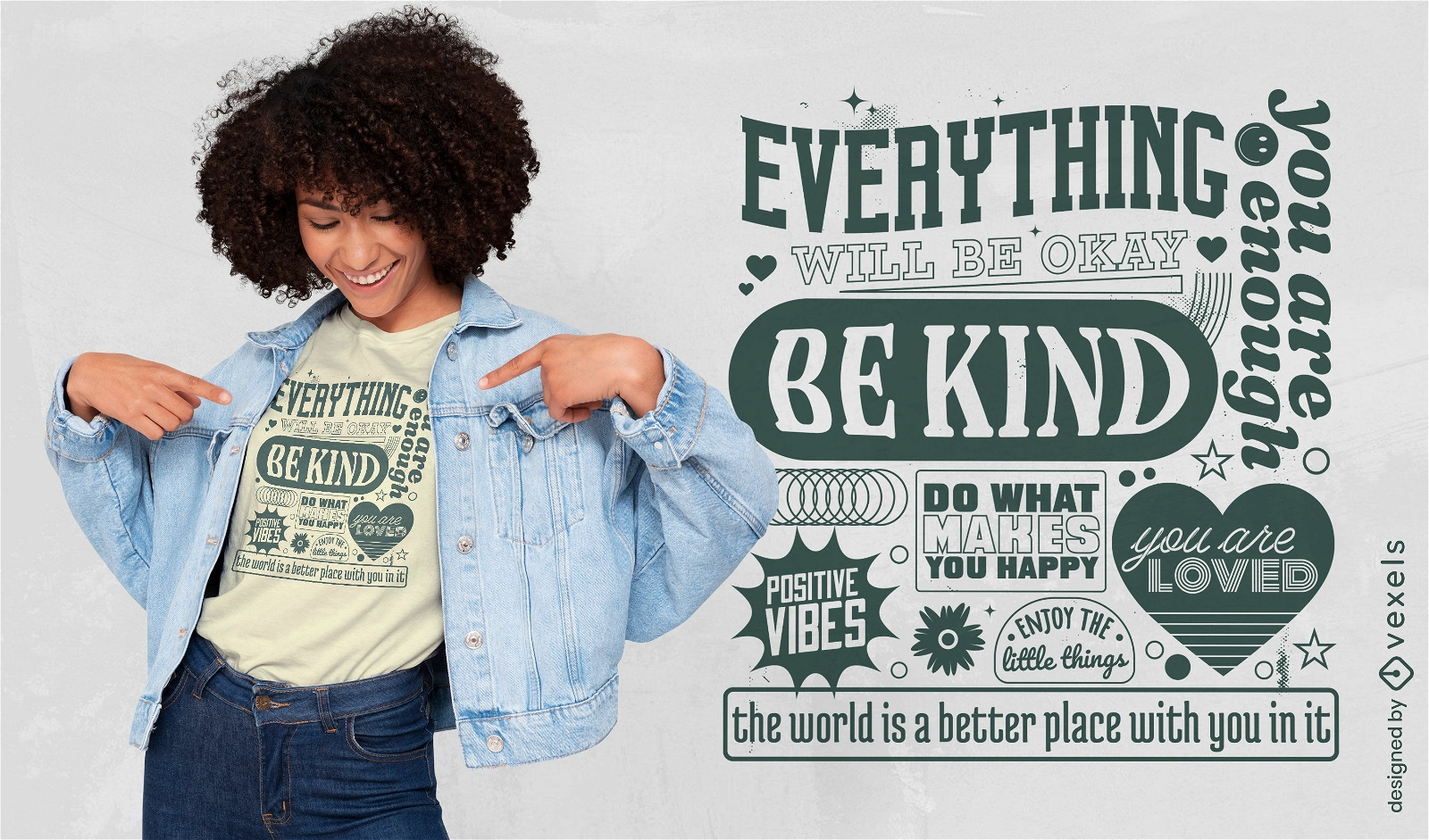 Diseño de camiseta con citas positivas