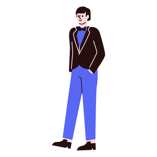 Caricatura de un hombre con traje y corbata. Diseño PNG