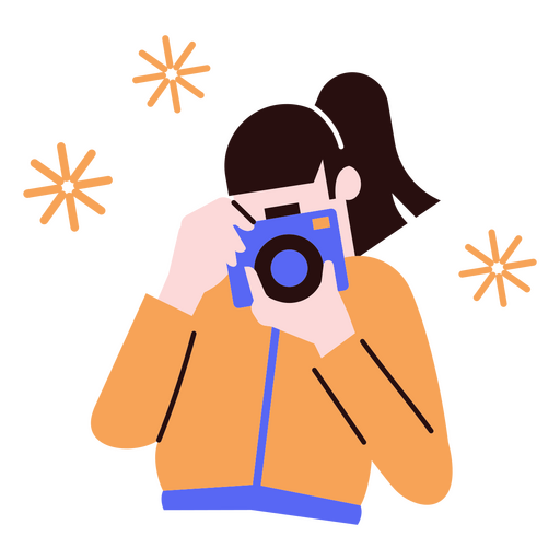 Mulher tirando fotos com uma câmera Desenho PNG
