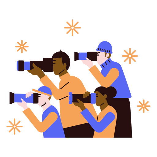 Group of people taking photographs PNG Design