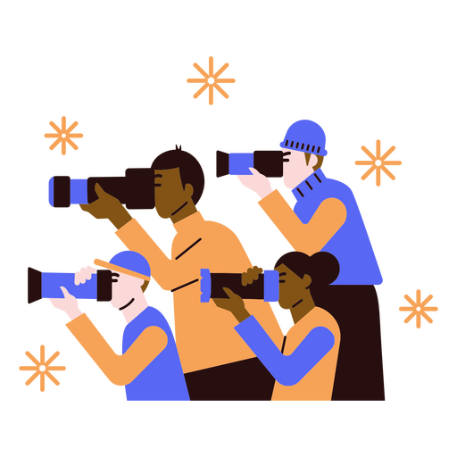 Grupo de personas tomando fotografías. Diseño PNG