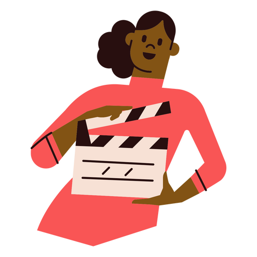 Woman holding a clapper board PNG Design