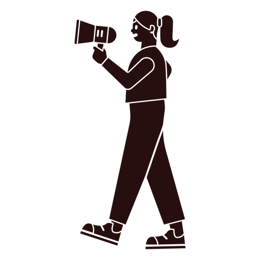 Silhouette of a woman holding a megaphone PNG Design