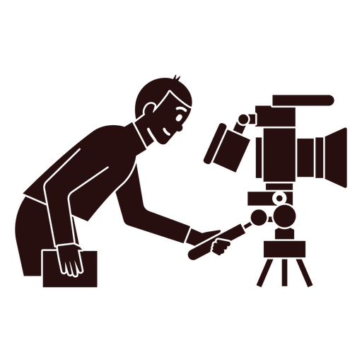 Silhueta de um homem usando uma câmera Desenho PNG