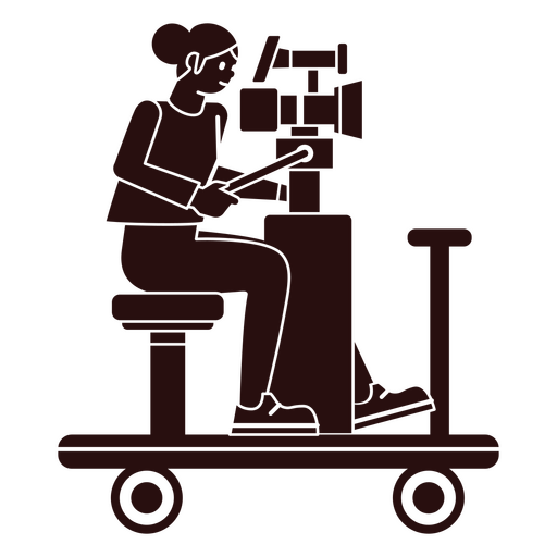 Mulher sentada em um carrinho com uma câmera Desenho PNG