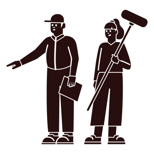 A man and a woman with a boom microphone PNG Design