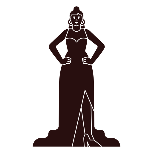 Silhouette of a woman in a long dress PNG Design