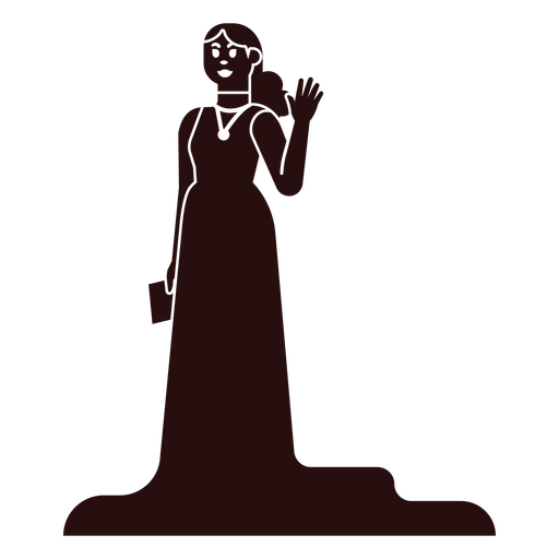 Silhouette of a woman in a dress waving PNG Design