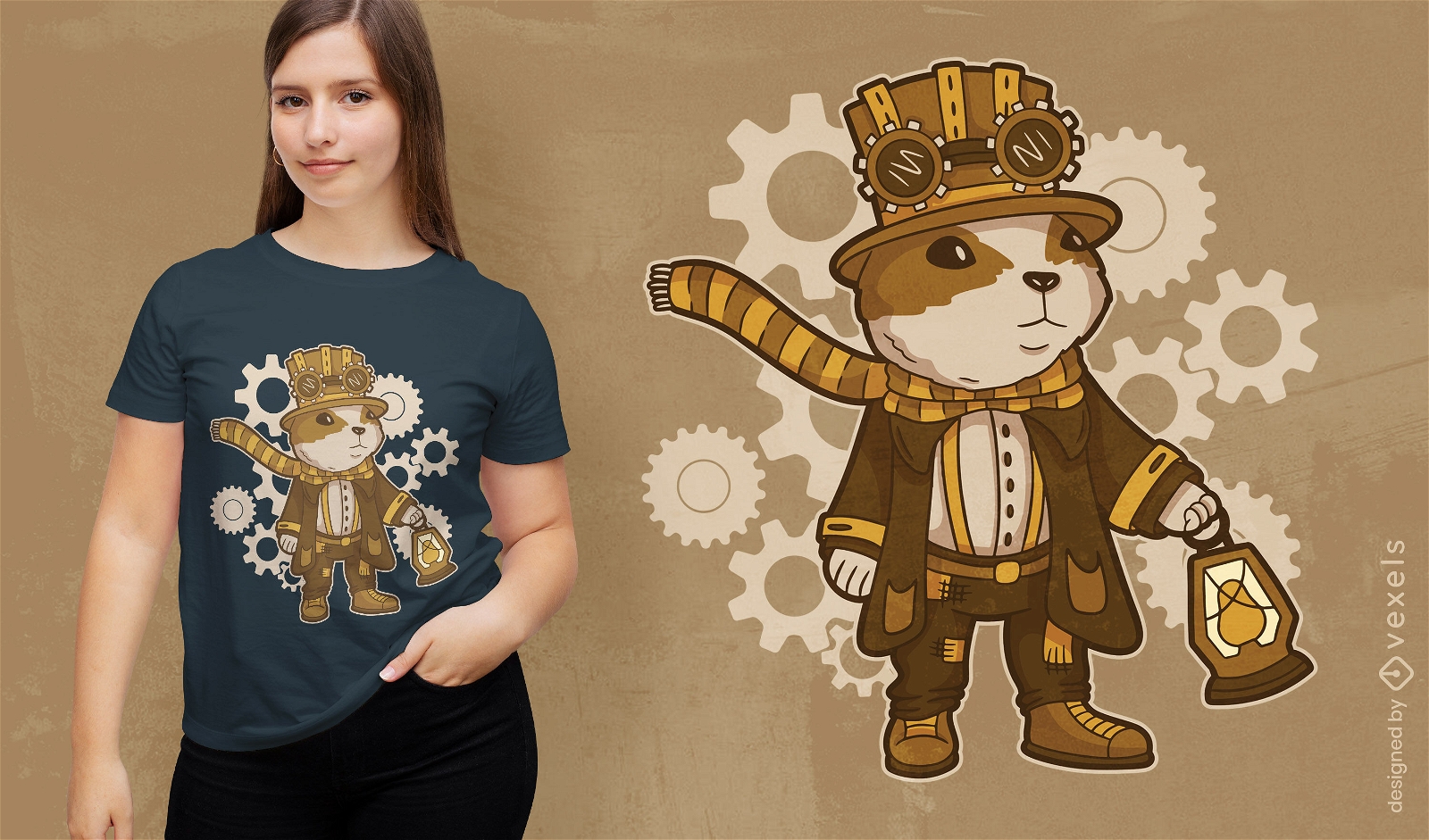 Design de camiseta de hamster steampunk