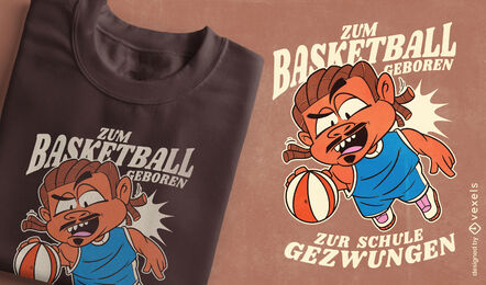 Cartoon backetball player t-shirt deign 