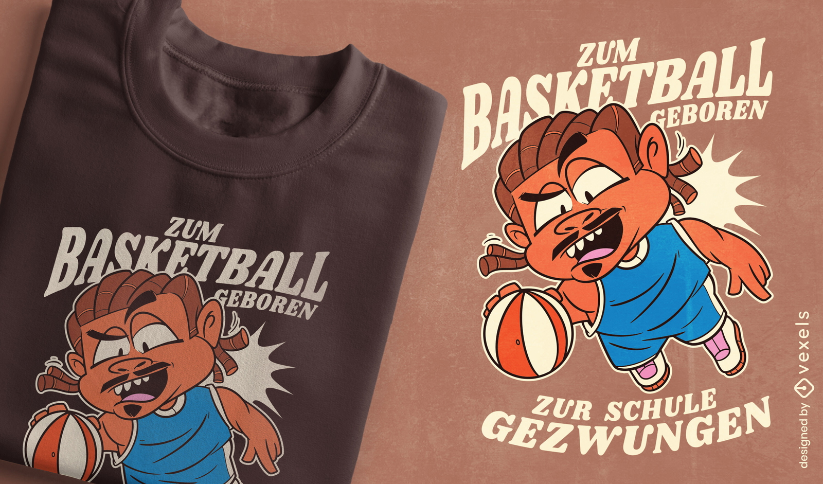 Diseño de camiseta de jugador de backetball de dibujos animados