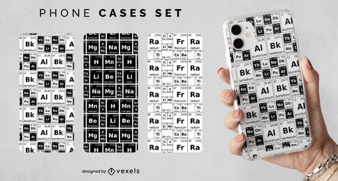 Chemical elements phone case design set