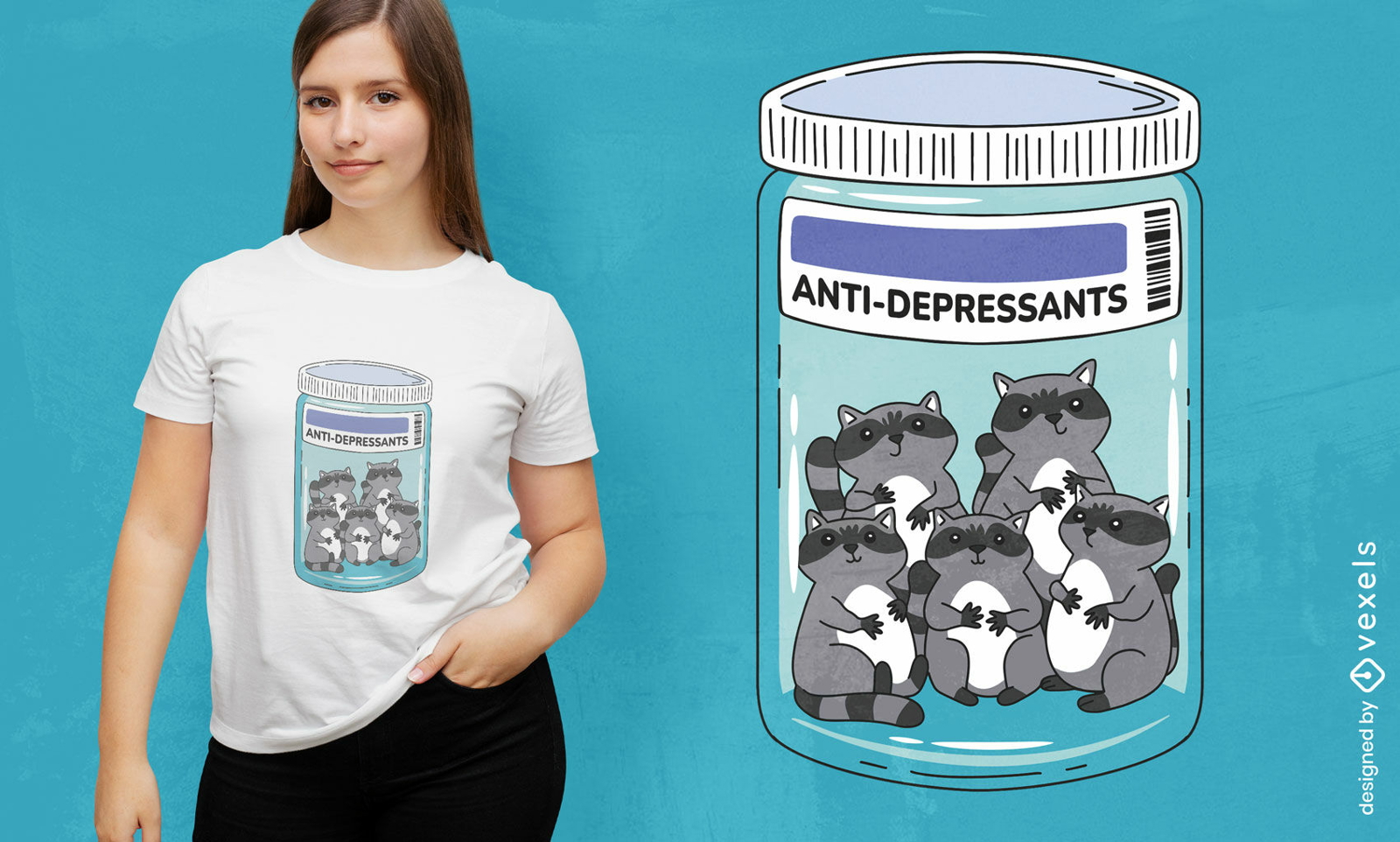 Design de camiseta antidepressivo guaxinim
