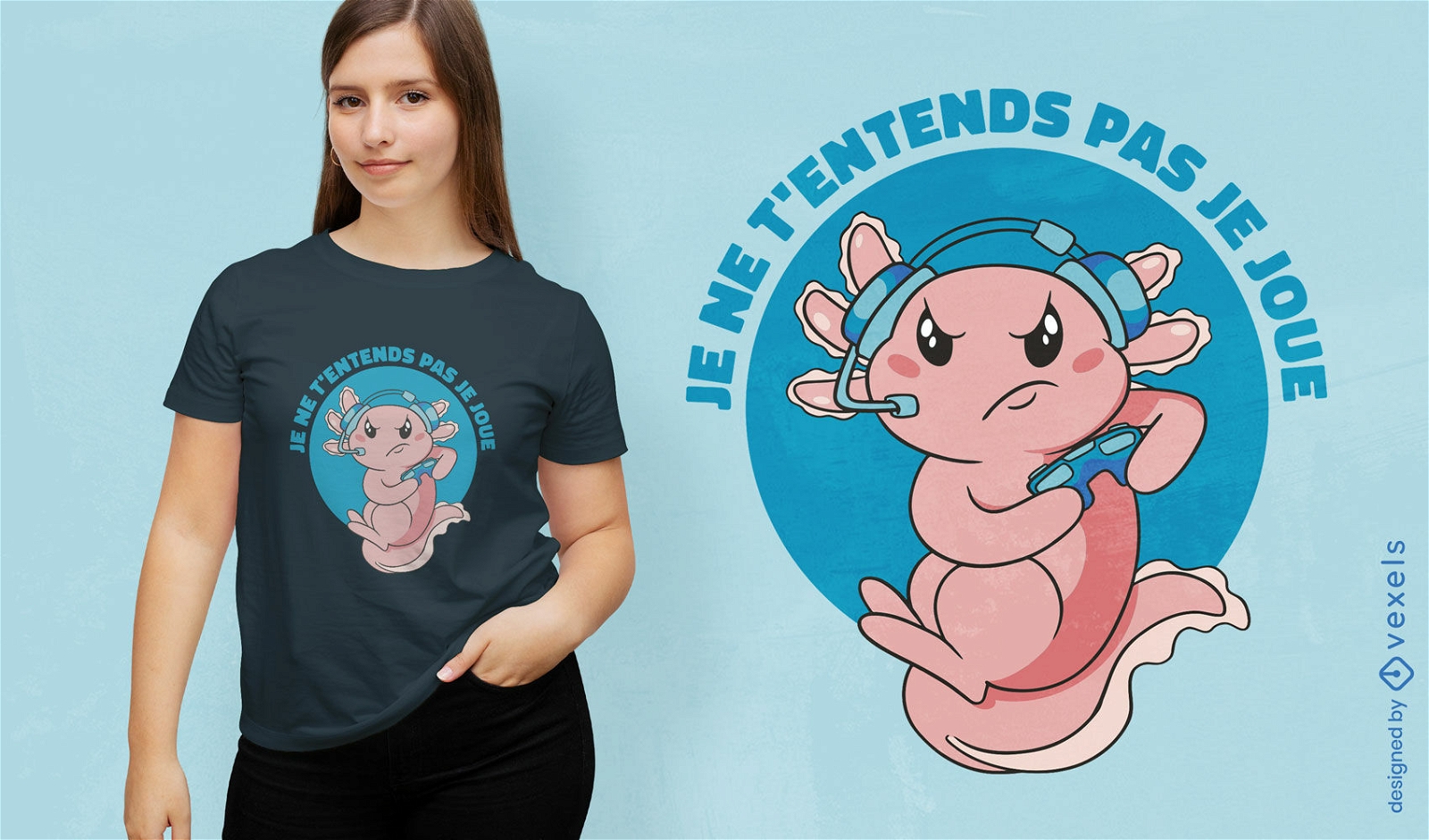 Gamer axolotl t-shirt design 
