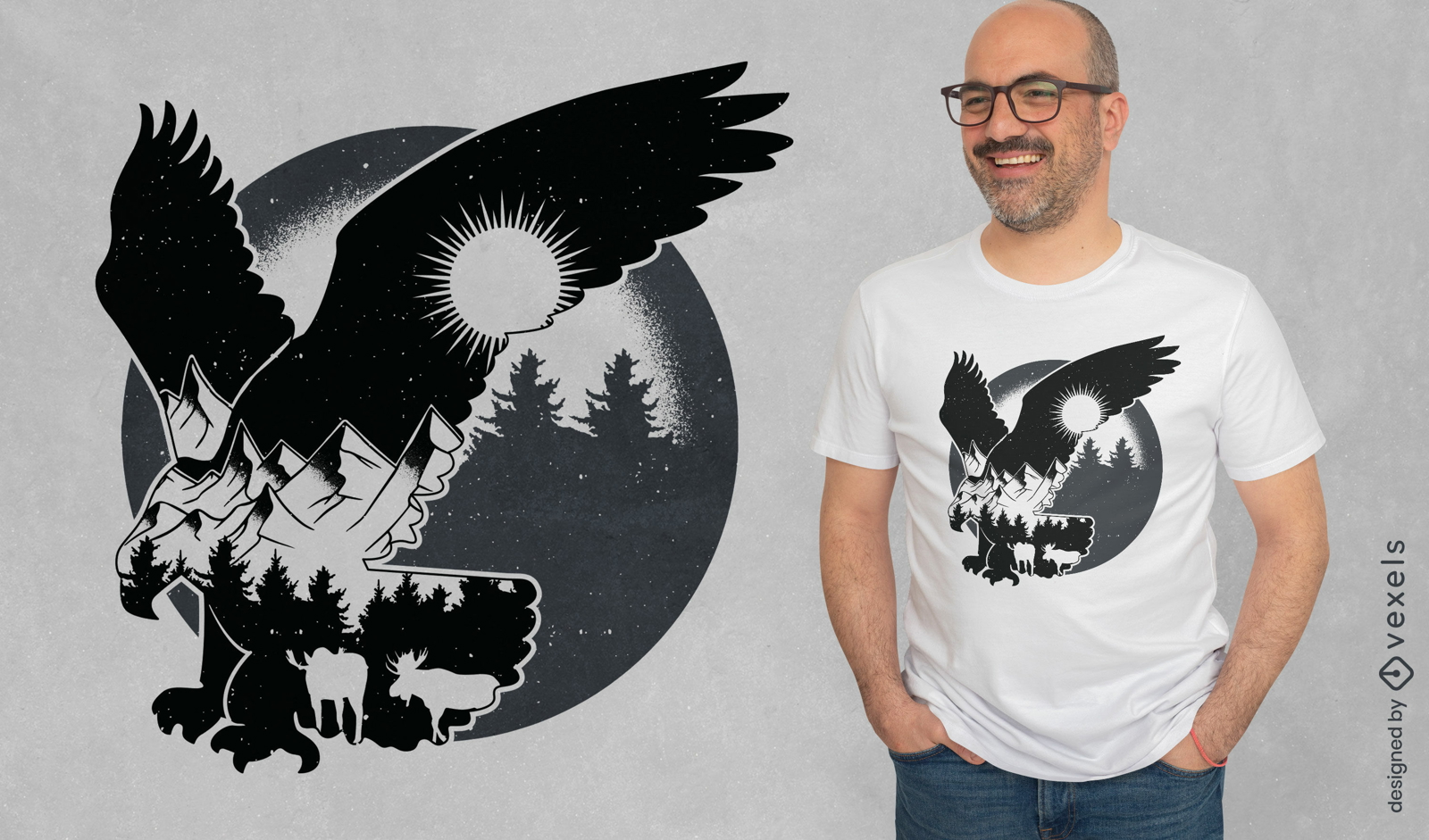 Design de camiseta de águia da floresta