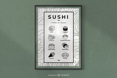 Sushi pieces japanese food poster design