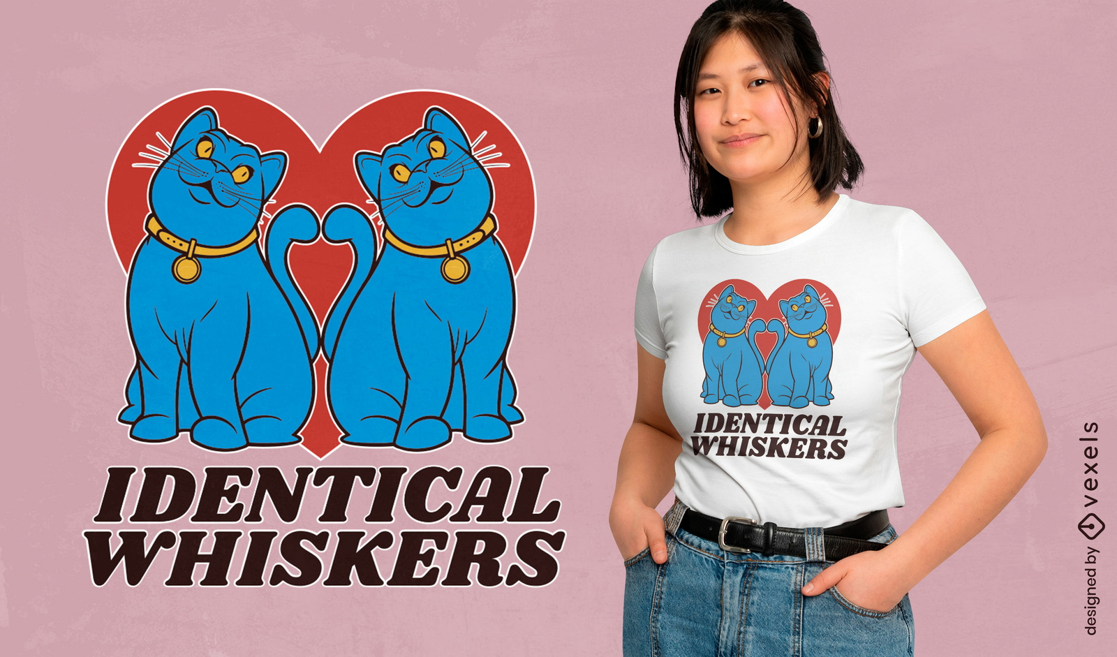 Diseño de camiseta de pareja de gatos para el día de san valentín