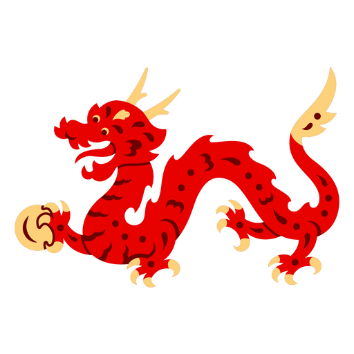 Dragón chino rojo Diseño PNG