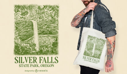 Oregon waterfall tote bag design