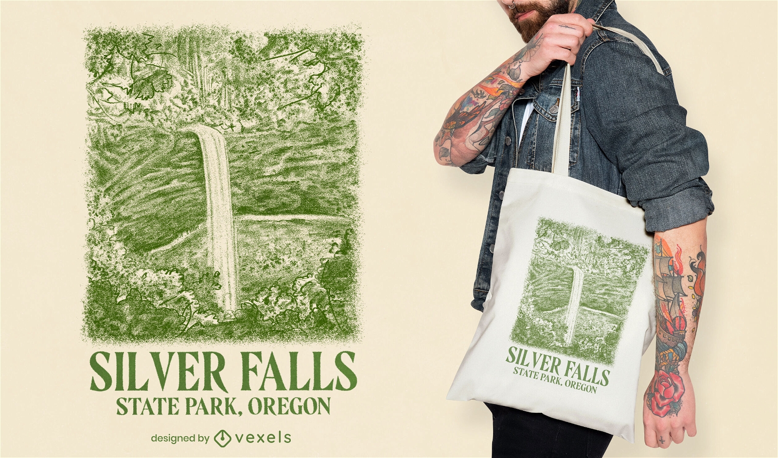 Oregon-Wasserfall-Einkaufstaschendesign