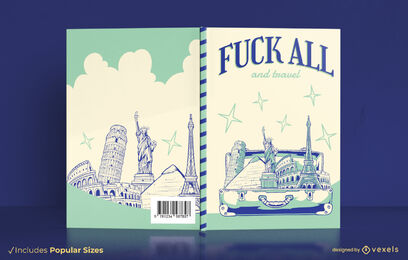 Maleta con diseño de portada de libro de monumentos.