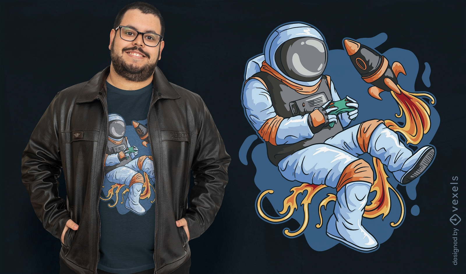 Design de camiseta de astronauta gamer