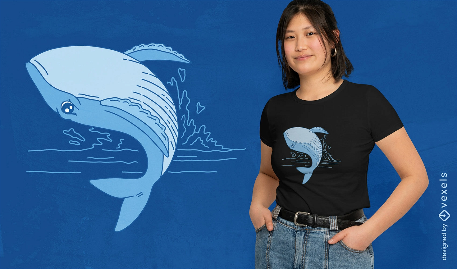 Design de camiseta de baleia saltitante