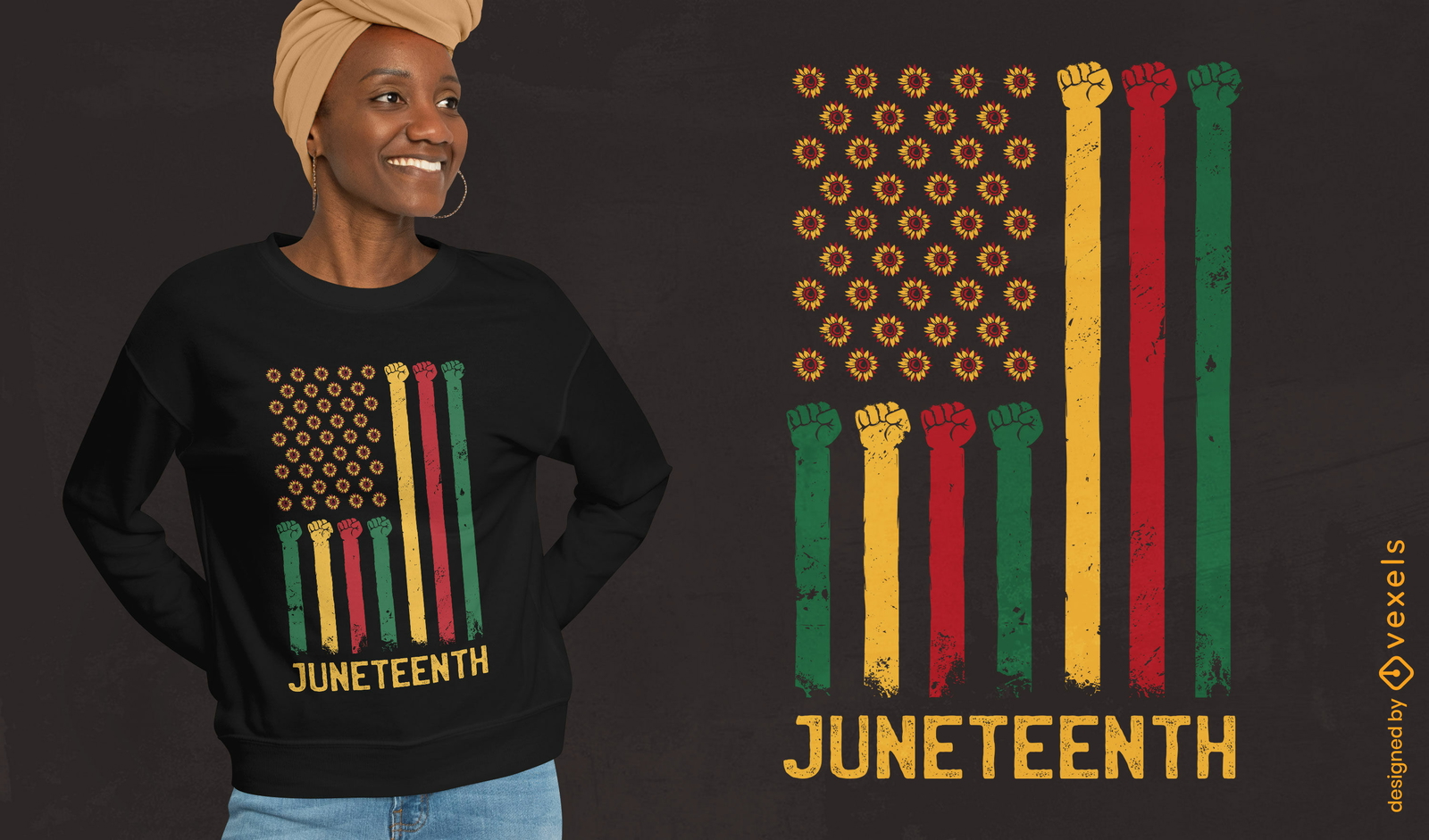 Diseño de camiseta de la bandera de EE. UU. Juneteenth