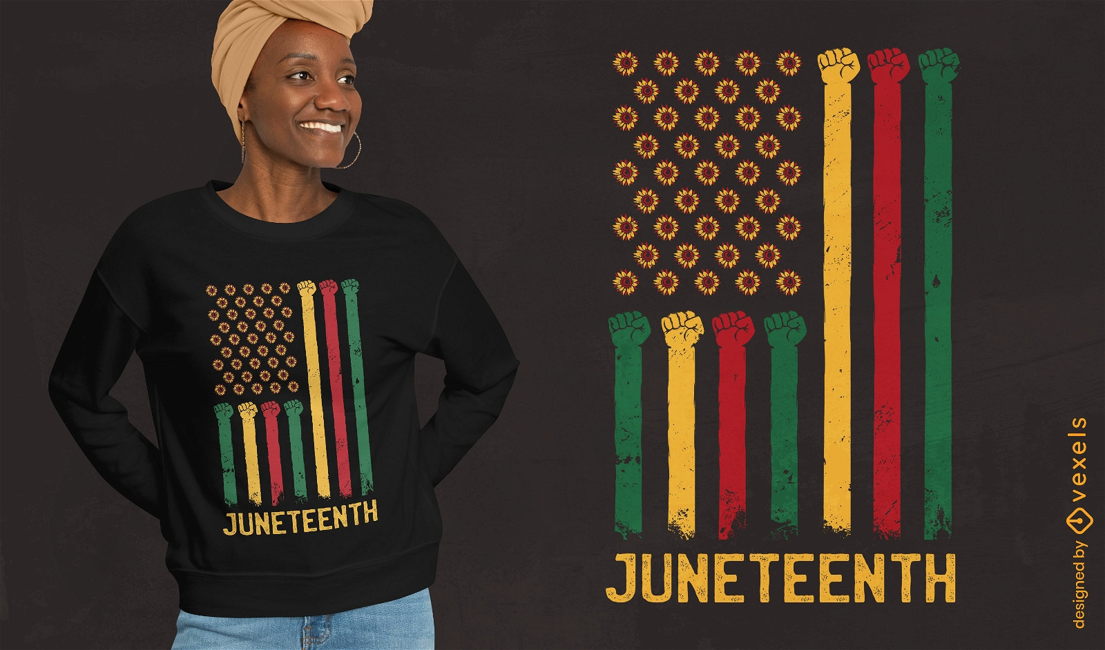 Juneteenth US-Flaggen-T-Shirt-Design