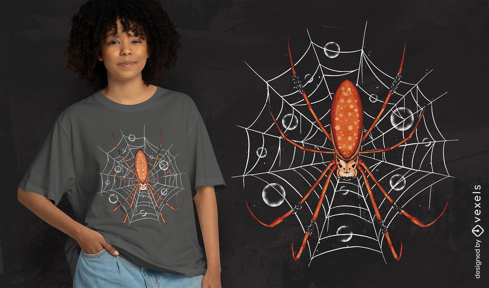 Diseño de camiseta de araña de seda.