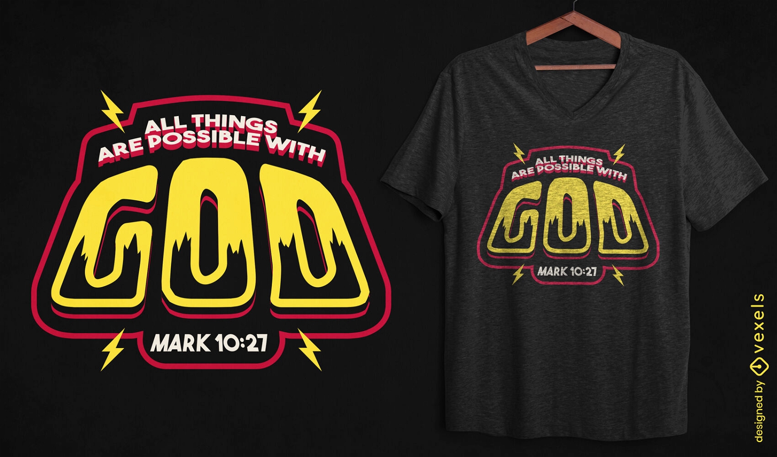 Design de camiseta com citação inspiradora de Deus
