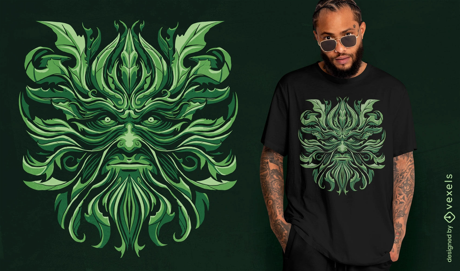 Design de camiseta de mitologia celta de homem verde