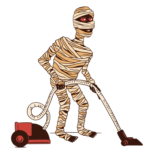Mummy with a vacuum cleaner PNG Design